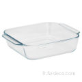 Plat de cuisson carré en verre transparent premium 8 "